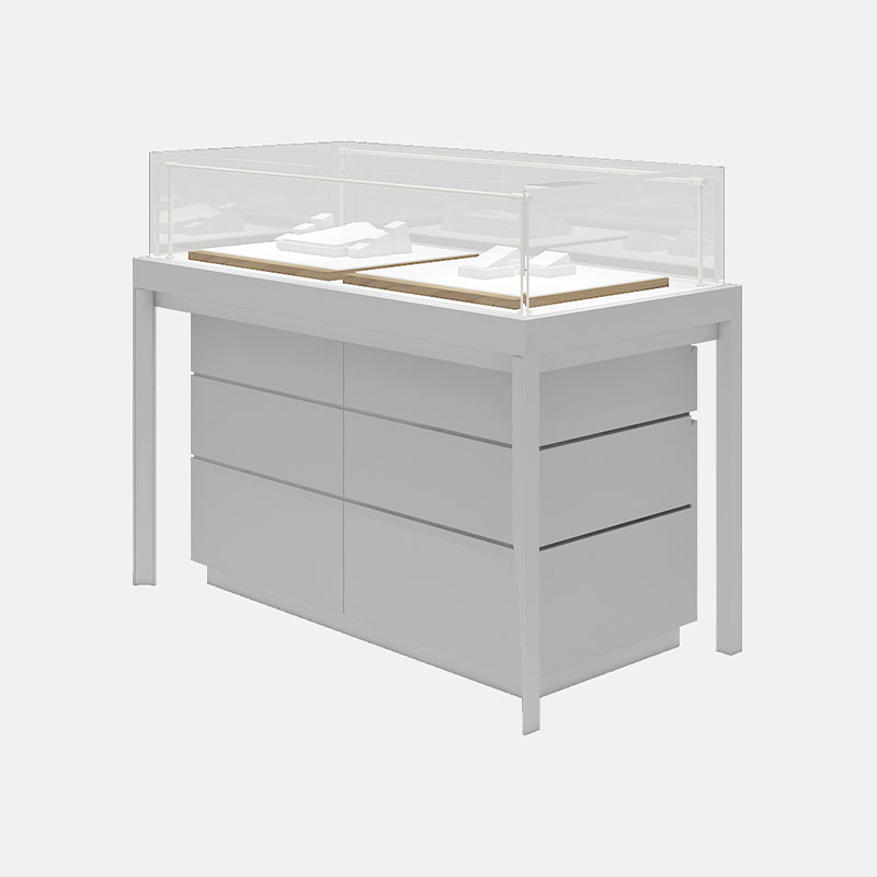 White glass jewelry display case