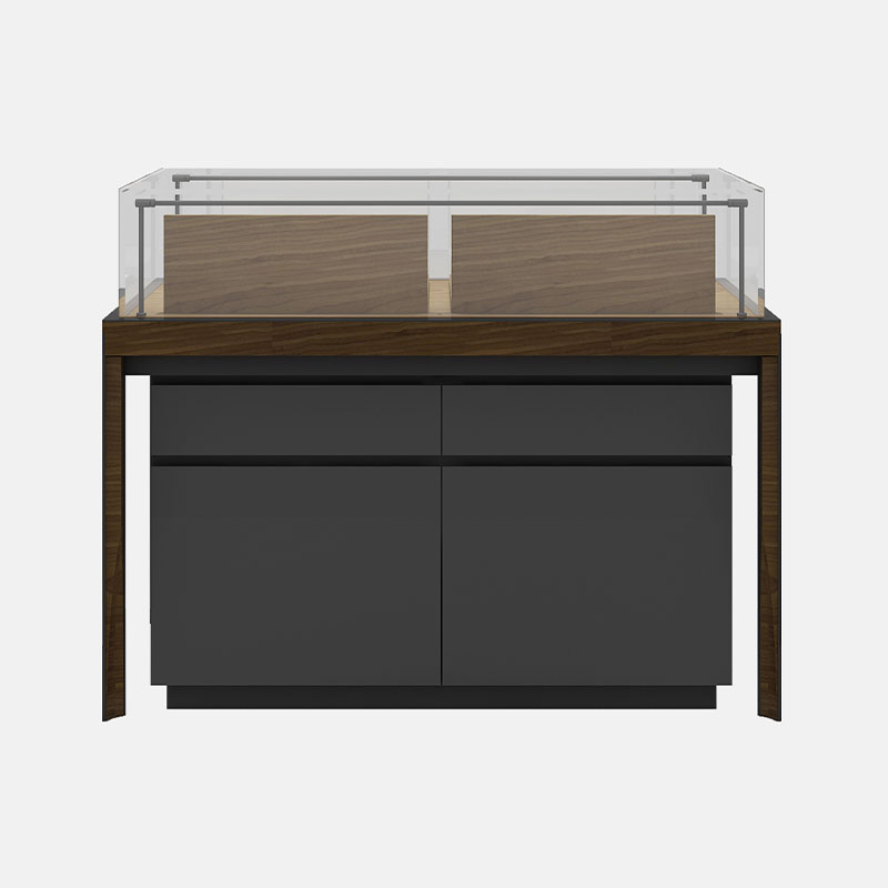 Wooden and glass jewelry display cases