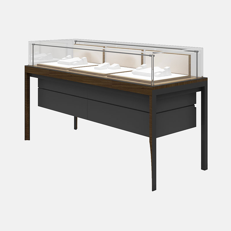 Black wooden jewelry display case