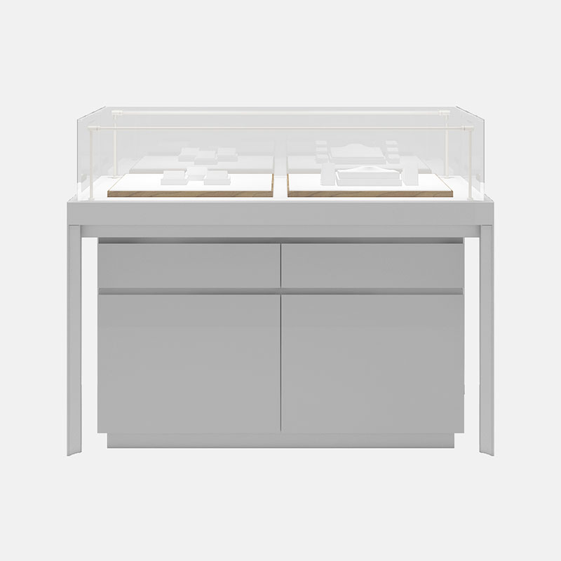 White glass jewelry display case