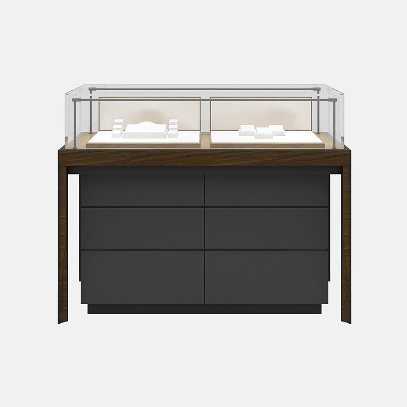 Wooden and glass jewelry display cases