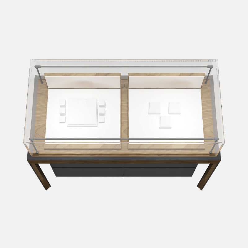 Wooden and glass jewelry display cases
