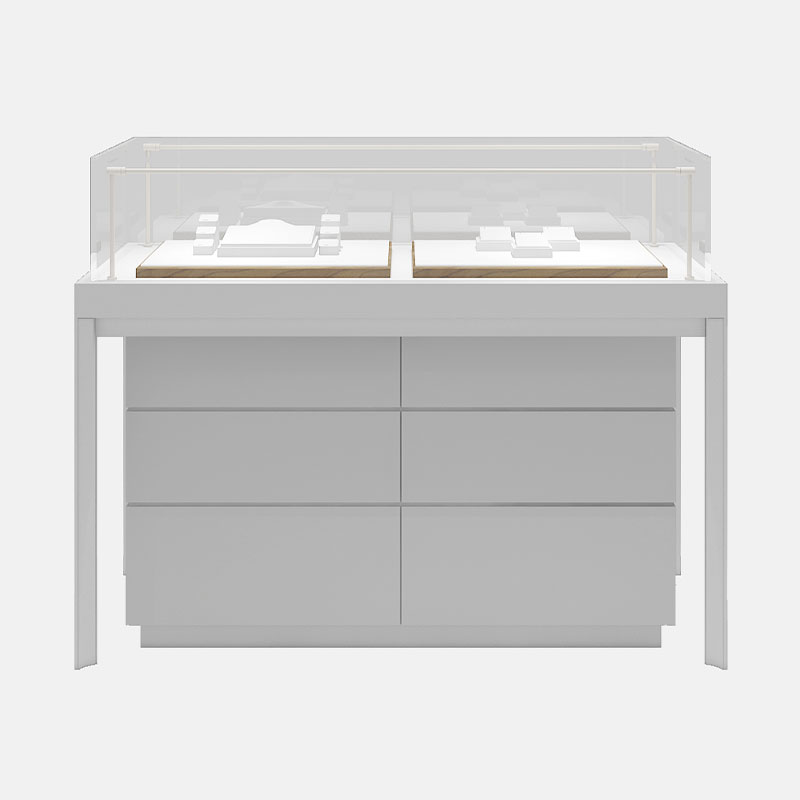 White glass jewelry display case