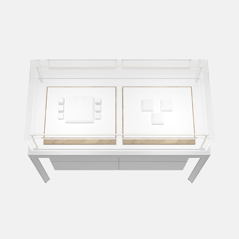 White glass jewelry display case