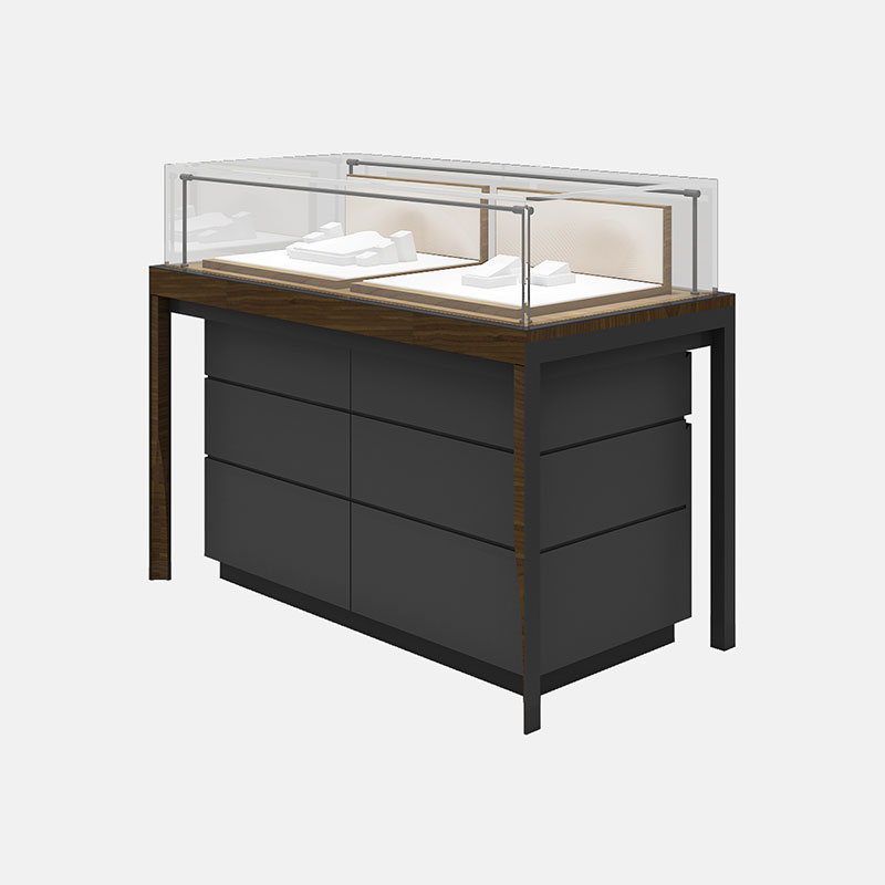 Wooden and glass jewelry display cases